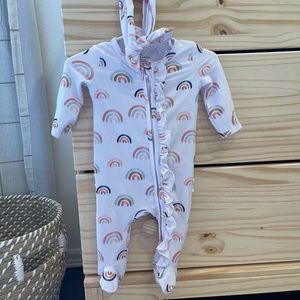 Caden Lane zip up footie rainbow